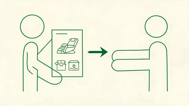 Illustration of a chair procurement brief moving from buyer to supplier review